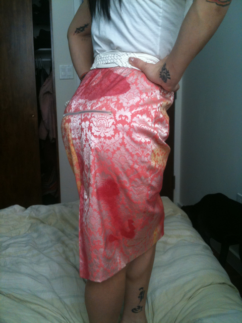 in honor of #AlexanderMcQueen I'm wearing the only item of his I own today: a jacquard print skirt w/ booty zipper 
